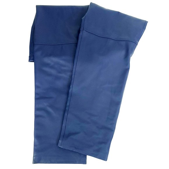 Navy Blue Leather Pants Terry Lewis Classic Luxuries NWT - Picture 9 of 12